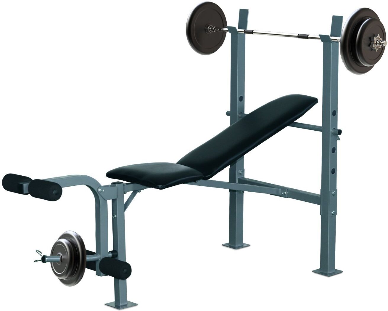 Homcom Banco de Musculación Banco de Pesas Maquina de Fitness Entrenar Musculos 165x68x114cm con Respaldo Regulable Espuma