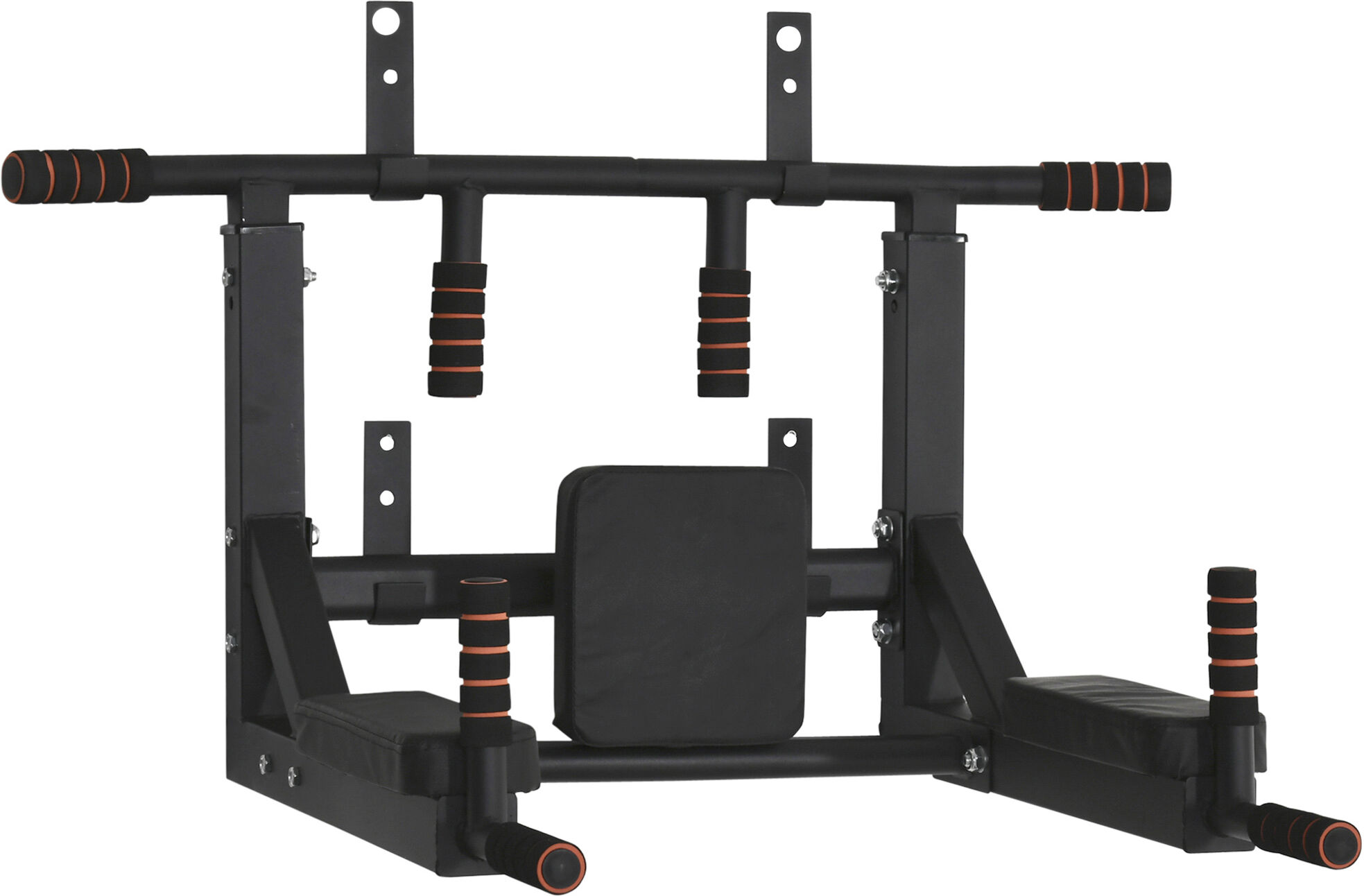 Homcom Barra de Dominadas de Pared con Almohadillas Barra de Pull Up de Acero Multifuncional para Adultos Carga Máx.120 kg 93x72x48cm Negro AOSOM ES