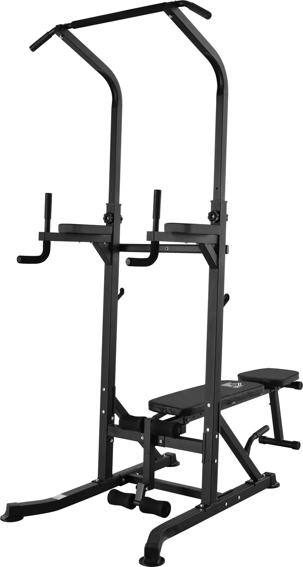 Homcom Estación de Musculación Torre de Entrenamiento Altura Ajustable con Barra de Dominadas y Banco Plegable Carga 150kg 99x178x230cm Negro AOSOM ES