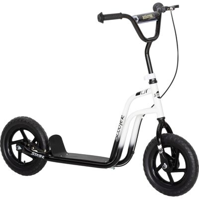 AIYAPLAY HOMCOM Monopatín para Niños 5-12 Años con Freno, Caballete y Manillar Ajustable, 129x52x80-88 cm, Blanco y Negro AIYAPLAY HOMCOM Monopatín para Niños 5-12 Años con Freno, Caballete y Manillar Ajustable, 129x52x80-88 cm, Blanco y Negro