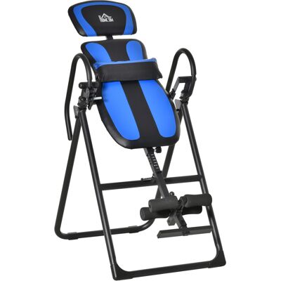 Homcom Tabla de Inversión Plegable con Ruedas Altura Ajustable 140-203 cm con Cinturón de Seguridad Carga 110kg Negro y Azul Homcom Tabla de Inversión Plegable con Ruedas Altura Ajustable 140-203 cm con Cinturón de Seguridad Carga 110kg Negro y Azul
