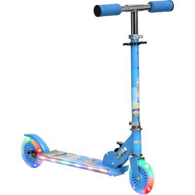 Homcom Patinete Infantil Plegable con Luces y Música Altura Ajustable Ruedas LED Azul 67x32x65-78 cm Aosom España Homcom Patinete Infantil Plegable con Luces y Música Altura Ajustable Ruedas LED Azul 67x32x65-78 cm Aosom España
