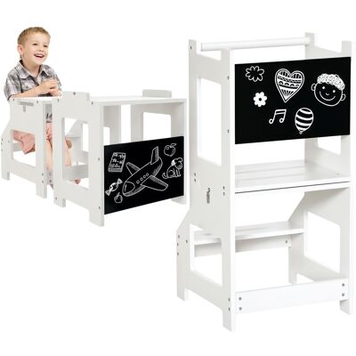 Homcom Torre de Aprendizaje Convertible en Escritorio de Madera con Pizarra para Niños 3-6 Años Blanco Aosom España Homcom Torre de Aprendizaje Convertible en Escritorio de Madera con Pizarra para Niños 3-6 Años Blanco Aosom España