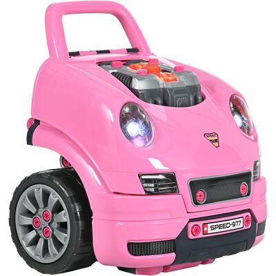 Homcom Juego Infantil de Motor con Herramientas 61 Piezas Volante Bocina Faros Caja de Almacenaje y Ruedas 40x39x47 cm Rosa Homcom Juego Infantil de Motor con Herramientas 61 Piezas Volante Bocina Faros Caja de Almacenaje y Ruedas 40x39x47 cm Rosa