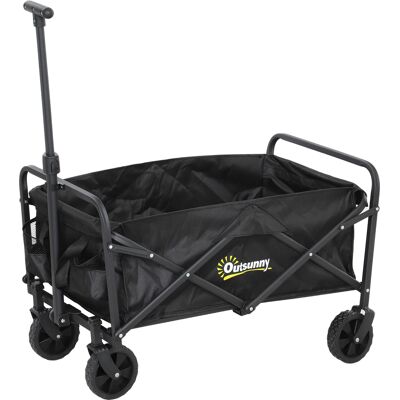 Outsunny Carro de Jardín Plegable con Ruedas Asa Telescópica Ajustable Carga 120 kg para Campaña Compra 64x42x27 cm Negro Outsunny Carro de Jardín Plegable con Ruedas Asa Telescópica Ajustable Carga 120 kg para Campaña Compra 64x42x27 cm Negro