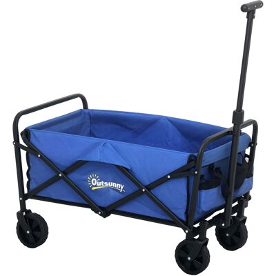 Outsunny Carro de Jardín Plegable con Ruedas Asa Telescópica Ajustable Carga 120 kg para Campaña Compra 64x42x27 cm Azul Outsunny Carro de Jardín Plegable con Ruedas Asa Telescópica Ajustable Carga 120 kg para Campaña Compra 64x42x27 cm Azul