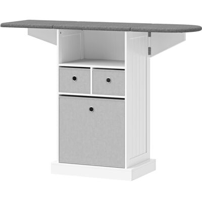 Homcom Mueble de Plancha con Ruedas Tabla de Planchar Plegable 3 Cajones de Tela 121x37x89,5 cm Blanco Homcom Mueble de Plancha con Ruedas Tabla de Planchar Plegable 3 Cajones de Tela 121x37x89,5 cm Blanco