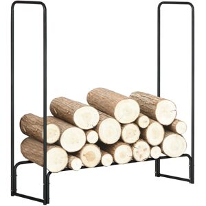 Homcom Estante de Leña para Chimenea 122x35x122 cm Soporte para Leña de Metal para Exterior e Interior Carga 150 kg Negro Aosom España Homcom Estante de Leña para Chimenea 122x35x122 cm Soporte para Leña de Metal para Exterior e Interior Carga 150 kg Negro Aosom España