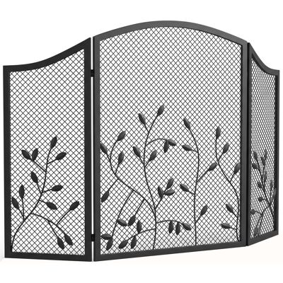 Homcom Parachispas para Chimenea Plegable de 3 Paneles en Metal 122x1x75 cm Negro Aosom España Homcom Parachispas para Chimenea Plegable de 3 Paneles en Metal 122x1x75 cm Negro Aosom España