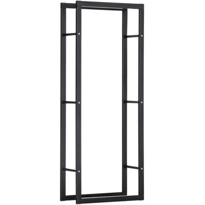 Homcom Soporte para Leña de Metal Estante de Leña Leñero de Exterior para Interior y Exterior Carga 100 kg 60x25x150 cm Negro Homcom Soporte para Leña de Metal Estante de Leña Leñero de Exterior para Interior y Exterior Carga 100 kg 60x25x150 cm Negro