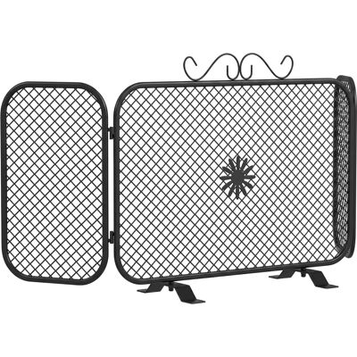 Homcom Parachispas para Chimenea Plegable de 3 Paneles con Diseño Floral 90x16x40 cm Negro Aosom España Homcom Parachispas para Chimenea Plegable de 3 Paneles con Diseño Floral 90x16x40 cm Negro Aosom España