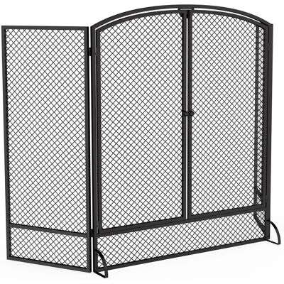 Homcom Salvachispas para Chimenea Plegable de 3 Paneles con Doble Puerta 122x75 cm Negro Aosom España Homcom Salvachispas para Chimenea Plegable de 3 Paneles con Doble Puerta 122x75 cm Negro Aosom España