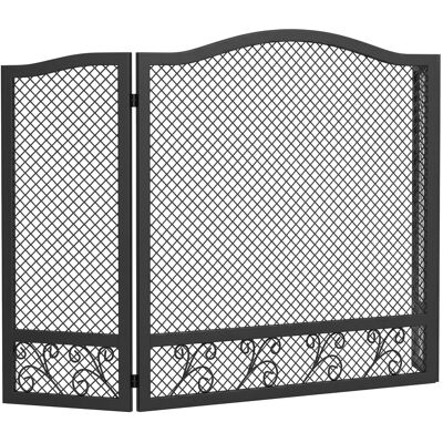 Homcom Salvachispas para Chimenea Plegable de 3 Paneles con Diseño Floral 107x60 cm Negro Aosom España Homcom Salvachispas para Chimenea Plegable de 3 Paneles con Diseño Floral 107x60 cm Negro Aosom España