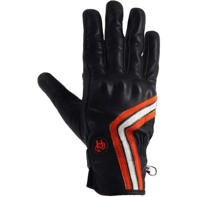 Helstons Guantes De Cuero Line Black / Orange / White M Helstons Guantes De Cuero Line Black / Orange / White M