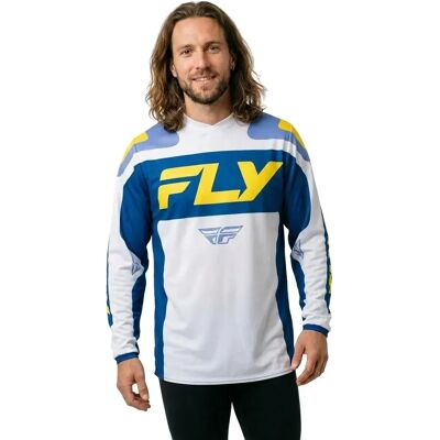Fly Racing Maillot De Manga Larga F-16 White / Dark Blue / Yellow 2XL Fly Racing Maillot De Manga Larga F-16 White / Dark Blue / Yellow 2XL