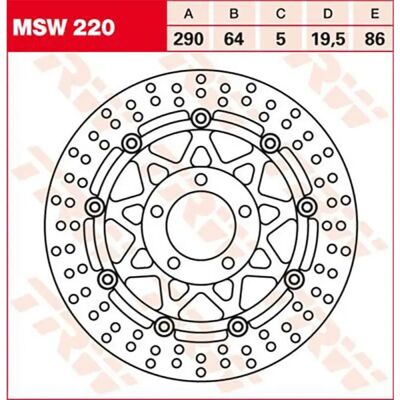 Disco de freno TRW MSW220 - Perforado, Flotante - Pieza de moto Disco de freno TRW MSW220 - Perforado, Flotante - Pieza de moto