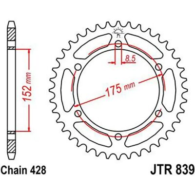 Jt Sprockets Corona Trasera 428 Jtr839.51 Steel Black 51t Jt Sprockets Corona Trasera 428 Jtr839.51 Steel Black 51t