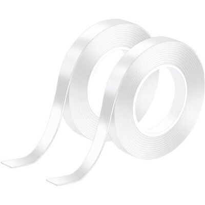 SANS MARQUE Cinta Adhesiva De Doble Cara Extrafuerte, Paquete De 2 Unidades, Transparente, Multifuncional, Nanocinta Sin Residuos, Removible Y Reutilizable. SANS MARQUE Cinta Adhesiva De Doble Cara Extrafuerte, Paquete De 2 Unidades, Transparente, Multifuncional, Nanocinta Sin Residuos, Removible Y Reutilizable.