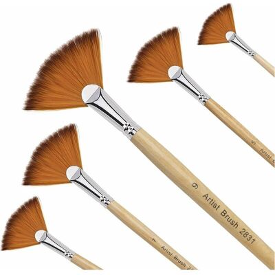 OEM Juego De 5 Pinceles De Abanico De Nailon Para Pintura Acrílica, Acuarela Y Óleo. OEM Juego De 5 Pinceles De Abanico De Nailon Para Pintura Acrílica, Acuarela Y Óleo.