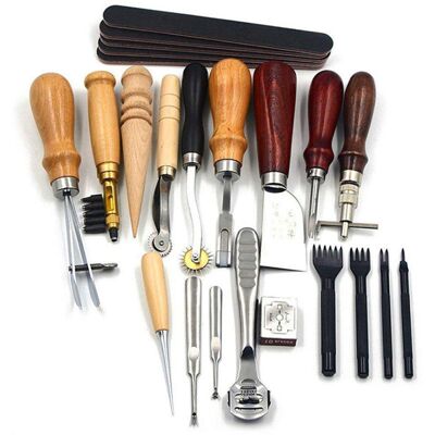 OEM Juego De 18 Herramientas Para Trabajar El Cuero Y Coser, Ideal Para Proyectos De Bricolaje: Costura A Mano, Repujado, Fabricación De Sillas De Montar, Tallado Y Trabajos En Cuero. OEM Juego De 18 Herramientas Para Trabajar El Cuero Y Coser, Ideal Para Proyectos De Bricolaje: Costura A Mano, Repujado, Fabricación De Sillas De Montar, Tallado Y Trabajos En Cuero.