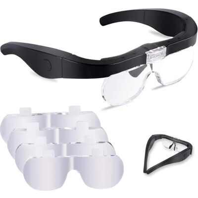 OEM Lupa Con 2 Led, Diadema Con Lupa, Auriculares Con Lupa Manos Libres Con 4 Lentes Intercambiables Para Lectura, Fabricación De Joyas, Costura Y Manualidades (1,5x-5x) - Crezuo OEM Lupa Con 2 Led, Diadema Con Lupa, Auriculares Con Lupa Manos Libres Con 4 Lentes Intercambiables Para Lectura, Fabricación De Joyas, Costura Y Manualidades (1,5x-5x) - Crezuo