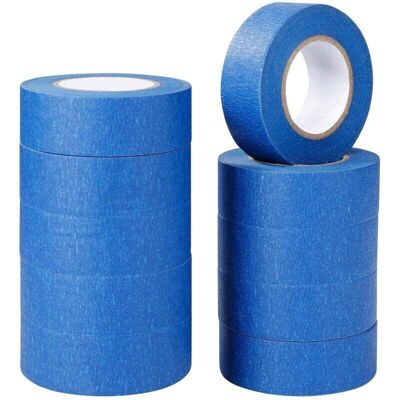 DPZO Cinta Adhesiva Azul De 24 Mm X 20 M Para Pintar, Decorar Y Manualidades - Paquete De 10 DPZO Cinta Adhesiva Azul De 24 Mm X 20 M Para Pintar, Decorar Y Manualidades - Paquete De 10