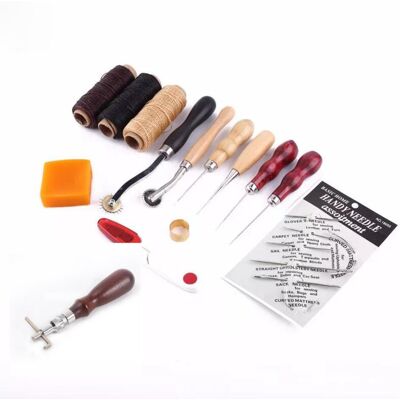 OEM Herramientas Para Trabajar El Cuero, Hilo De Coser A Mano, Punzón, Dedal Encerado, Kit De Reparación De Cuero De 14 Piezas Para Coser Cuero En Casa OEM Herramientas Para Trabajar El Cuero, Hilo De Coser A Mano, Punzón, Dedal Encerado, Kit De Reparación De Cuero De 14 Piezas Para Coser Cuero En Casa