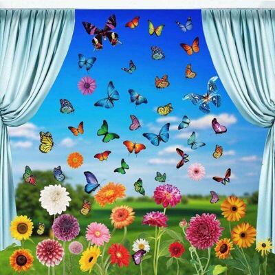 DPZO Pegatinas Para Ventanas, 9 Láminas Con Motivos Primaverales, Láminas Reutilizables Para Ventanas, Pegatinas Autoadhesivas Con Motivos Primaverales, Mariposas, Flores Y Pájaros Para La Decoración De Ve DPZO Pegatinas Para Ventanas, 9 Láminas Con Motivos Primaverales, Láminas Reutilizables Para Ventanas, Pegatinas Autoadhesivas Con Motivos Primaverales, Mariposas, Flores Y Pájaros Para La Decoración De Ve