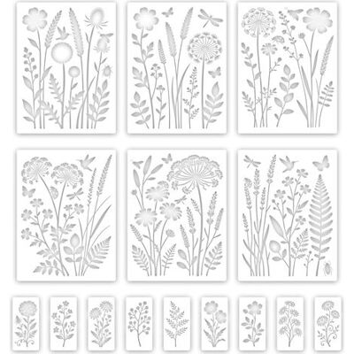 OEM 15 Plantillas De Flores Reutilizables Para Pintar Paredes, Hacer Diseños Florales, Manualidades Y Decorar Paredes. Ideales Para Decorar Muebles Y Objetos De Arte. Diseños De Flores Silvestres. OEM 15 Plantillas De Flores Reutilizables Para Pintar Paredes, Hacer Diseños Florales, Manualidades Y Decorar Paredes. Ideales Para Decorar Muebles Y Objetos De Arte. Diseños De Flores Silvestres.