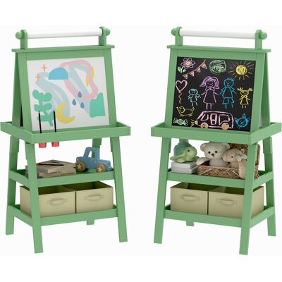 OEM Pizarra Infantil Caballete 3 En 1 Caballete De Pintura Para Niños De Doble Cara Con Rollo De Papel Y Cestas Verde OEM Pizarra Infantil Caballete 3 En 1 Caballete De Pintura Para Niños De Doble Cara Con Rollo De Papel Y Cestas Verde