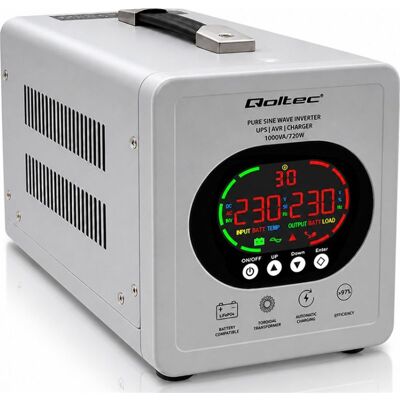 Ups Qoltec De Onda Sinusoidal Pura 1000 Va/720 W Convertidor 12/230 V Con Avr Pantalla Lcd Batería De Gel Agm Lifepo4 Ups Qoltec De Onda Sinusoidal Pura 1000 Va/720 W Convertidor 12/230 V Con Avr Pantalla Lcd Batería De Gel Agm Lifepo4