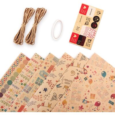 OEM 6 Rollos De Papel De Regalo De Cumpleaños, Papel Kraft De 50 X 70 Cm, Adecuados Para Regalos De Navidad, Niños, Niñas, Bodas Y Mujeres OEM 6 Rollos De Papel De Regalo De Cumpleaños, Papel Kraft De 50 X 70 Cm, Adecuados Para Regalos De Navidad, Niños, Niñas, Bodas Y Mujeres