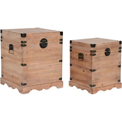Fijalo - Baul Set 2 Abeto Metal 48x48x61 Rustico Natural Mb206518 Fijalo - Baul Set 2 Abeto Metal 48x48x61 Rustico Natural Mb206518