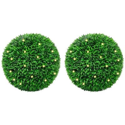 vidaXL Bolas de Zizón Artificiales con Luces LED 2 piezas Verde 55 cm - Bolas de Zizón Artificiales vidaXL Bolas de Zizón Artificiales con Luces LED 2 piezas Verde 55 cm - Bolas de Zizón Artificiales