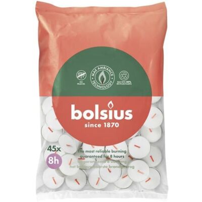 Bolsius Juego de 45 velas de té de 8 horas - Velas de té Bolsius Juego de 45 velas de té de 8 horas - Velas de té