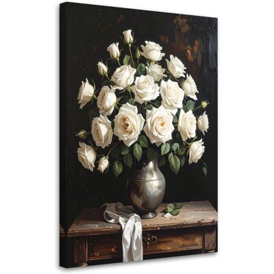 FEEBY Impresión De Imagen, Rosas Blancas En Un Jarrón, 80x120 FEEBY Impresión De Imagen, Rosas Blancas En Un Jarrón, 80x120
