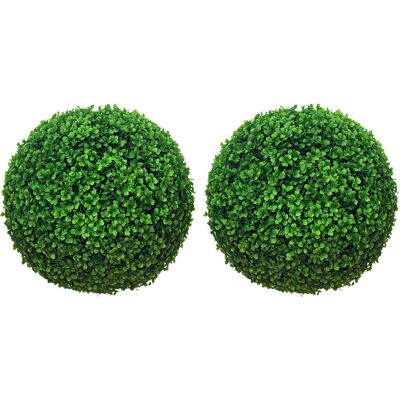 JHY DESIGN Juego De 2 Bolas De Boj, Plantas Artificiales De Color Verde Con Protección Uv, Ideales Para Uso En Interiores Y Exteriores. JHY DESIGN Juego De 2 Bolas De Boj, Plantas Artificiales De Color Verde Con Protección Uv, Ideales Para Uso En Interiores Y Exteriores.