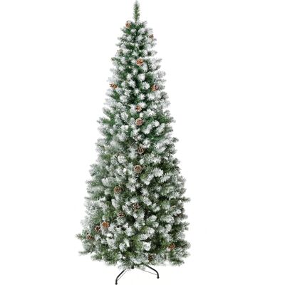 JHY DESIGN Árbol De Navidad Cubierto De Nieve De 180 Cm Con 630 Ramas Y 37 Piñas, Hecho De Plástico Y Metal, Verde Y Blanco. JHY DESIGN Árbol De Navidad Cubierto De Nieve De 180 Cm Con 630 Ramas Y 37 Piñas, Hecho De Plástico Y Metal, Verde Y Blanco.