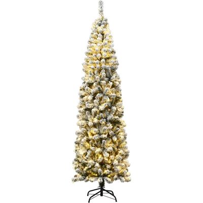 Costway Árbol de Navidad Nevado 225cm - 641 Ramas, Luces LED Costway Árbol de Navidad Nevado 225cm - 641 Ramas, Luces LED