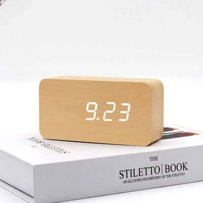 SIOKS Reloj Despertador Digital De Madera Con Brillo Ajustable, Control Por Voz, Reloj Rectangular Led Que Muestra La Hora Y La Temperatura, Decoración Del Hogar. SIOKS Reloj Despertador Digital De Madera Con Brillo Ajustable, Control Por Voz, Reloj Rectangular Led Que Muestra La Hora Y La Temperatura, Decoración Del Hogar.