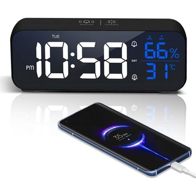 OEM Despertador Digital Con Espejo Led Y Función De Repetición, Pantalla Grande Con Visualización De Temperatura, Luz Alimentada Por Usb, Visualización De Hora De 12/24 Horas. OEM Despertador Digital Con Espejo Led Y Función De Repetición, Pantalla Grande Con Visualización De Temperatura, Luz Alimentada Por Usb, Visualización De Hora De 12/24 Horas.