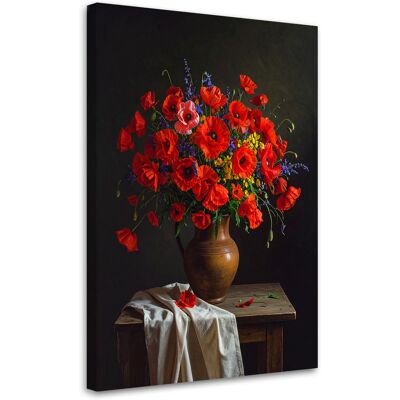 FEEBY Impresión De Imagen, Ramo De Amapolas Rojas En Un Jarrón, 80x120 FEEBY Impresión De Imagen, Ramo De Amapolas Rojas En Un Jarrón, 80x120