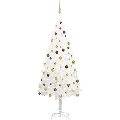 Árbol de Navidad artificial preiluminado con bolas blanco 240 cm - Árbol de Navidad Árbol de Navidad artificial preiluminado con bolas blanco 240 cm - Árbol de Navidad