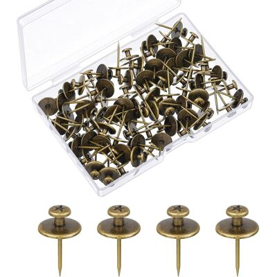 SUNXURY Colgadores De Cuadros De Doble Cabeza, Clavos Pequeños Para Colgar Cuadros, Ganchos, Decoraciones Fotográficas (bronce, 50 Unidades) SUNXURY Colgadores De Cuadros De Doble Cabeza, Clavos Pequeños Para Colgar Cuadros, Ganchos, Decoraciones Fotográficas (bronce, 50 Unidades)