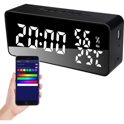 OEM Despertador Para Dormitorio, 5 Alarmas, Pantalla Led, Espejo, Función De Repetición, Temporizador De Cuenta Regresiva, Fecha, Temperatura, Humedad, Brillo Y Volumen Ajustables. OEM Despertador Para Dormitorio, 5 Alarmas, Pantalla Led, Espejo, Función De Repetición, Temporizador De Cuenta Regresiva, Fecha, Temperatura, Humedad, Brillo Y Volumen Ajustables.