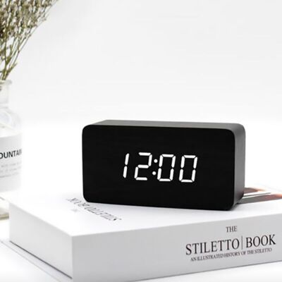 SIOKS Reloj Despertador Digital De Madera Con Brillo Ajustable, Control Por Voz, Reloj Rectangular Led Que Muestra La Hora Y La Temperatura, Decoración Para El Hogar - Sunny SIOKS Reloj Despertador Digital De Madera Con Brillo Ajustable, Control Por Voz, Reloj Rectangular Led Que Muestra La Hora Y La Temperatura, Decoración Para El Hogar - Sunny