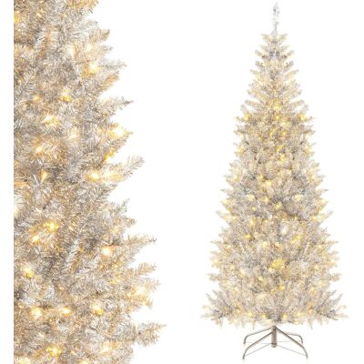 Árbol de Navidad Artificial Plateado de 180cm con 790 Puntas y 300 Luces LED - Árbol de Navidad Árbol de Navidad Artificial Plateado de 180cm con 790 Puntas y 300 Luces LED - Árbol de Navidad