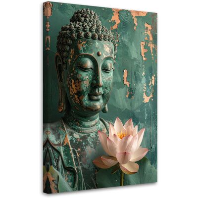 FEEBY Impresión De Imagen, Flor De Loto Buda Zen Spa Verde, 80x120 FEEBY Impresión De Imagen, Flor De Loto Buda Zen Spa Verde, 80x120