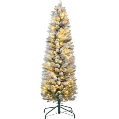 JHY DESIGN Árbol De Navidad Artificial De 150 Cm Cubierto De Nieve Con 120 Luces Led, 263 Ramas Y Soporte Metálico Para Salón, Color Verde Y Blanco. JHY DESIGN Árbol De Navidad Artificial De 150 Cm Cubierto De Nieve Con 120 Luces Led, 263 Ramas Y Soporte Metálico Para Salón, Color Verde Y Blanco.
