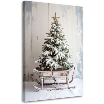 FEEBY Impresión De Imagen, Árbol De Navidad Regalos Trineo, 80x120 FEEBY Impresión De Imagen, Árbol De Navidad Regalos Trineo, 80x120